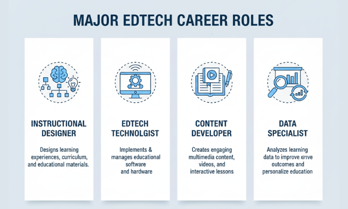 Diagram showing key education technology career categories