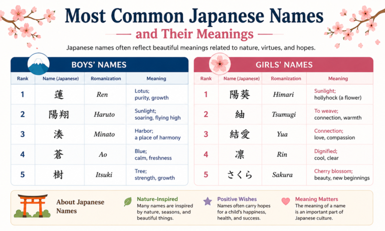 Most common Japanese names and their meanings