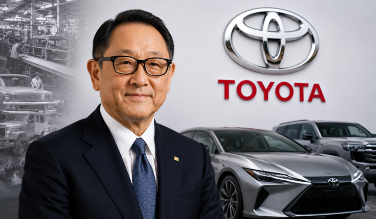 Akio Toyoda The Visionary Leader Who Transformed Toyota’s Future Akio Toyoda speaking during a Toyota corporate leadership event