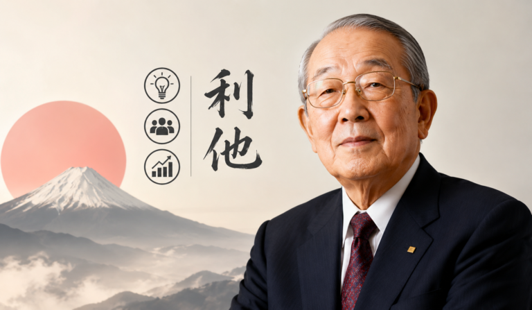 The Philosophy Behind One of Japan’s Greatest Entrepreneurs Kazuo Inamori Kazuo Inamori speaking about leadership and business philosophy at a corporate event
