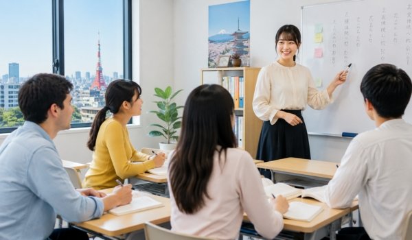 Best Japanese Language Schools in Tokyo Students learning Japanese at one of the best Japanese language schools in Tokyo with experienced teachers in a modern classroom